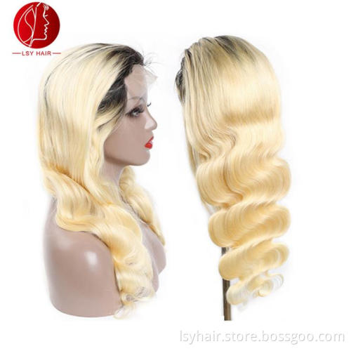 1B 613 Full Lace Wig Human Hair Body Wave, Transparent Lace Colour Remy #613 Blonde 100% Virgin Human Hair Full Lace Wigs